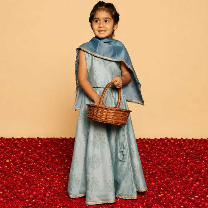 Dulaar Chanderi Lehenga Set | Hand-Block Printed (Gota Work) - Dil Mange Mor