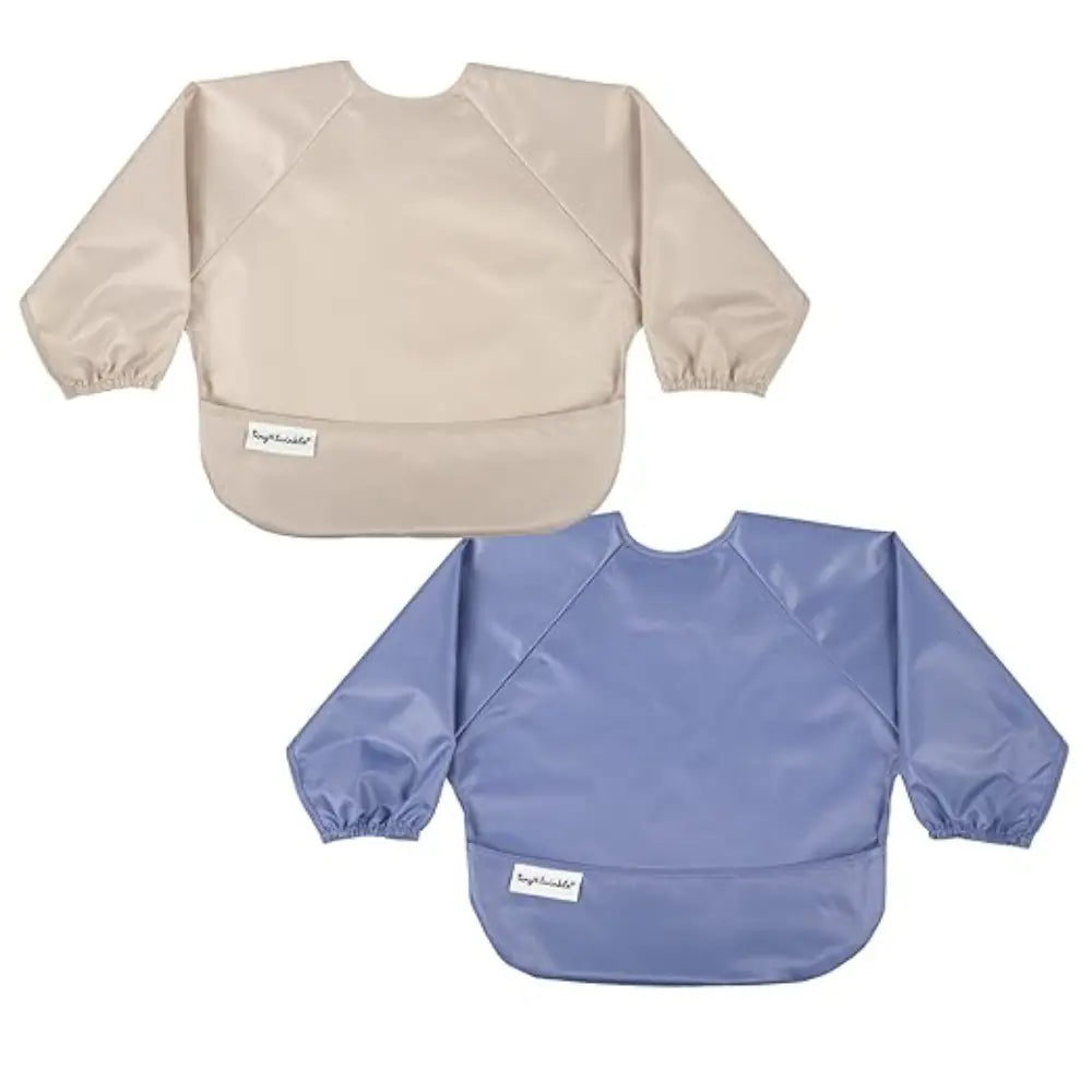 Tiny Twinkle Mess-Proof Full Sleeve Bib Pack of 2 - Sand &amp; Cinnamon - Large (2-4 Years)