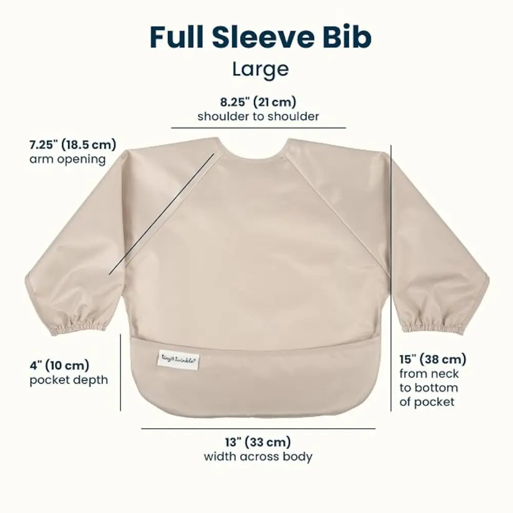 Tiny Twinkle Mess-Proof Full Sleeve Bib Pack of 2 - Sand &amp; Cinnamon - Large (2-4 Years)