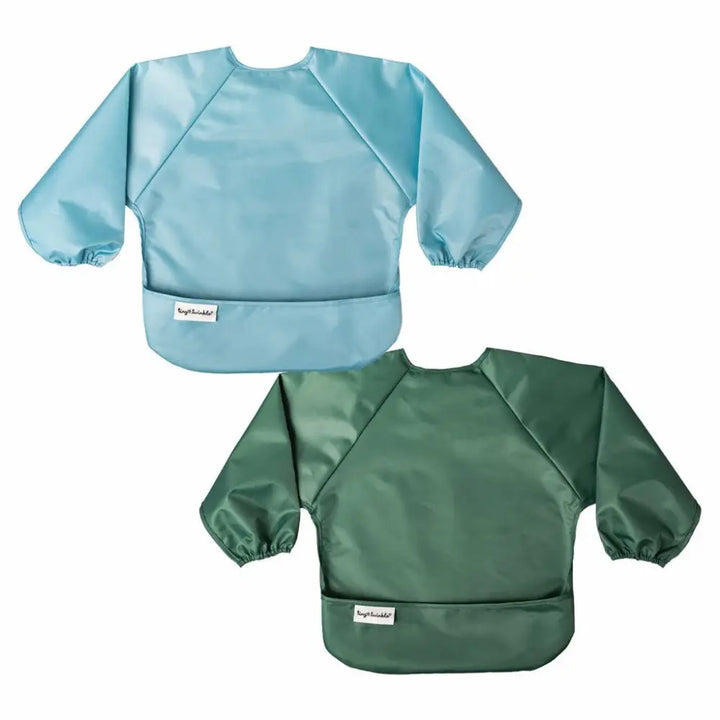 Tiny Twinkle Mess-Proof Full Sleeve Bib Pack of 2 - Slate &amp; Olive - Small (6-24 Months)