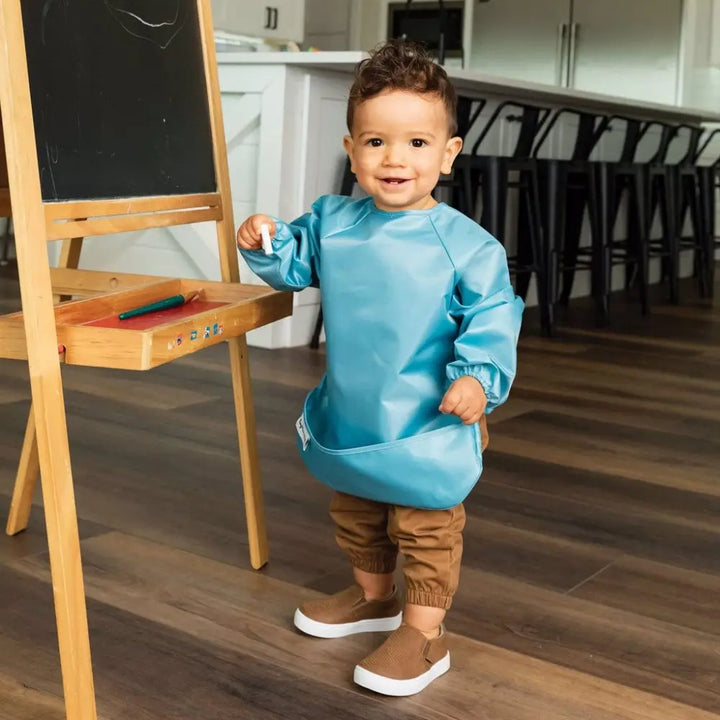 Tiny Twinkle Mess-Proof Full Sleeve Bib Pack of 2 - Slate &amp; Olive - Small (6-24 Months)