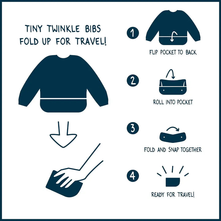 Tiny Twinkle Mess-Proof Full Sleeve Bib Pack of 2 - Slate &amp; Olive - Small (6-24 Months)