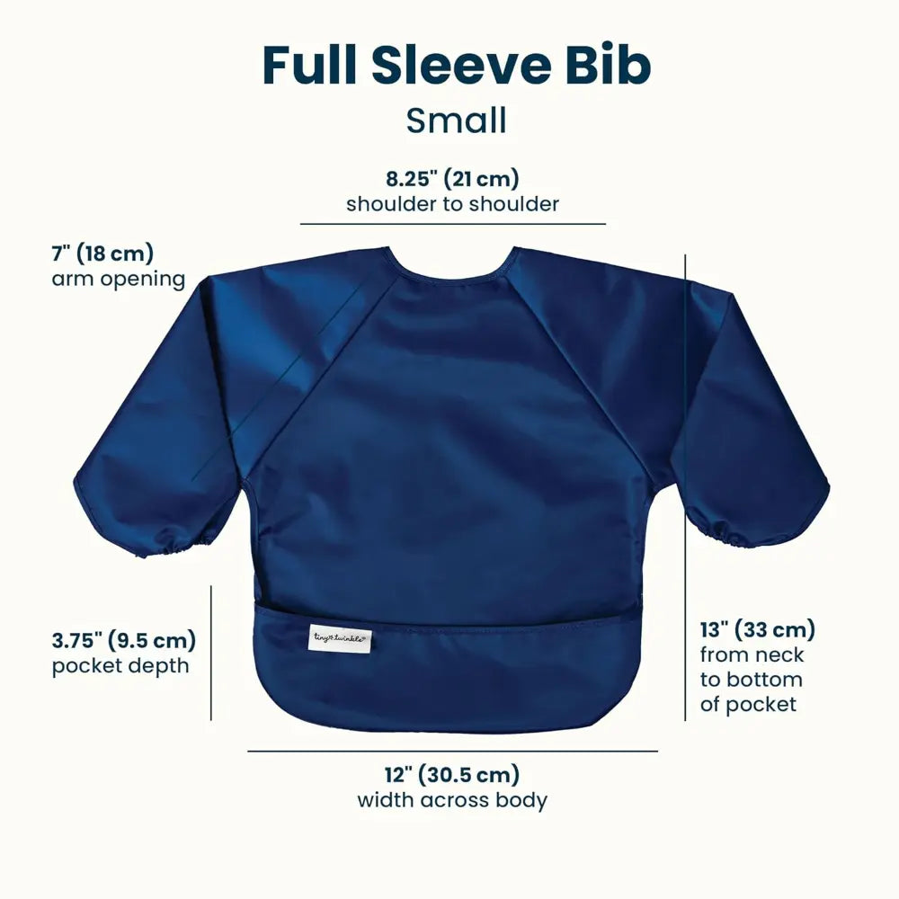 Tiny Twinkle Mess-Proof Full Sleeve Bib Pack of 2 - Blue &amp; Grey - Small (6-24 Months)