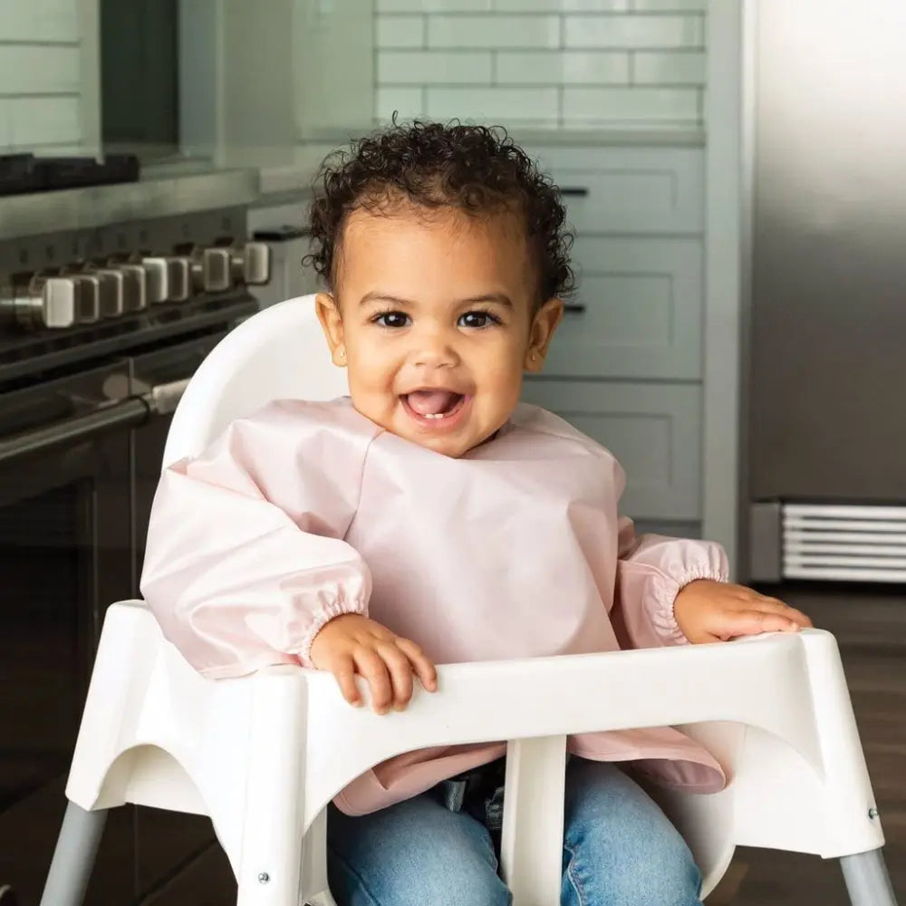 Tiny Twinkle Mess-Proof Full Sleeve Bib Pack of 2 - Rose &amp; Burgundy - Small (6-24 Months)