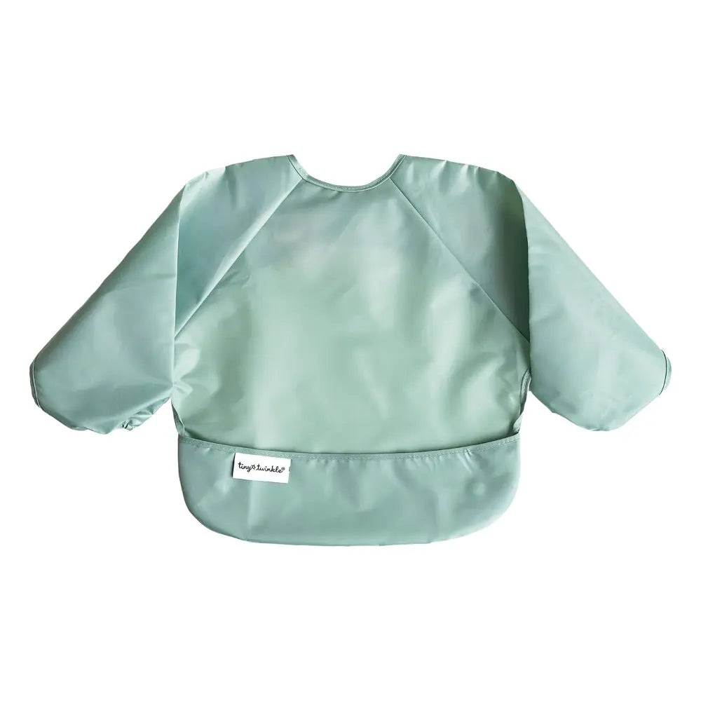 Tiny Twinkle Mess-Proof Full Sleeve Bib Pack of 2 - Recycled Sage &amp; Charcoal - Small (6-24 Months)