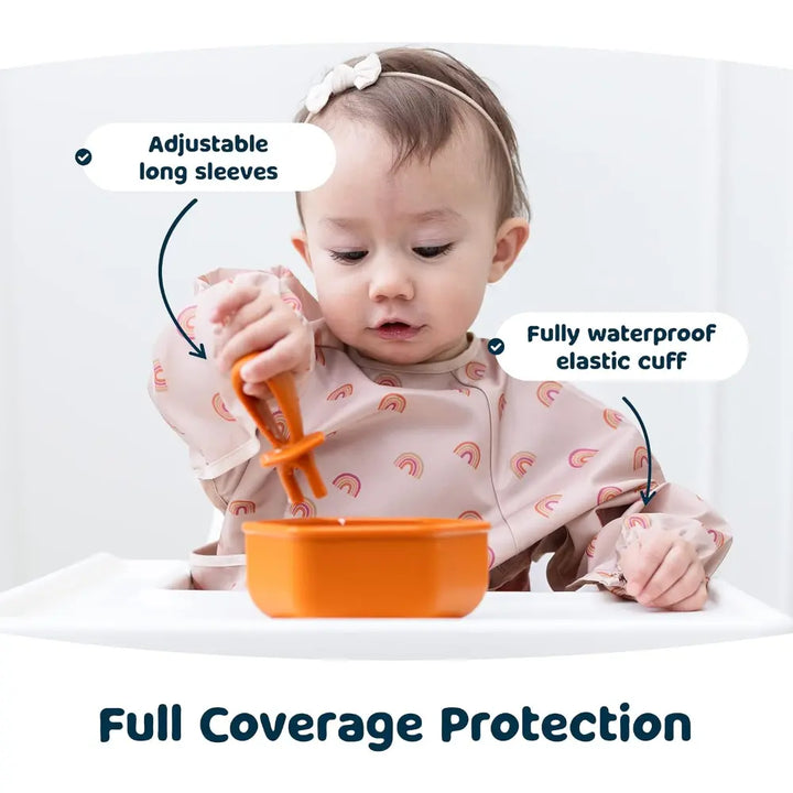 Tiny Twinkle Mess-Proof Full Sleeve Bib - Cinnamon - Large (2-4 Years)
