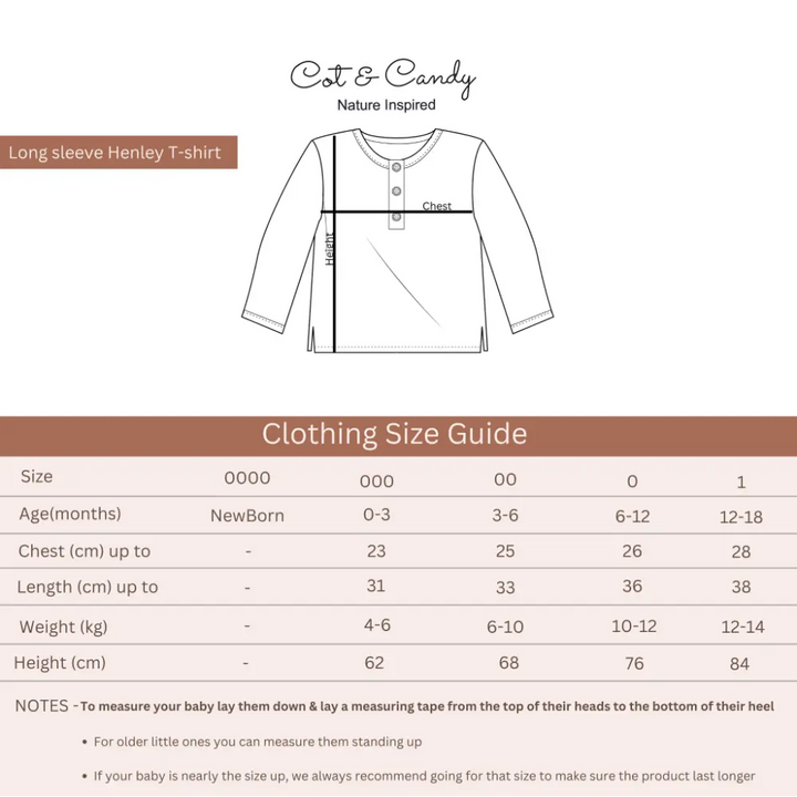 Cot &amp; Candy Baby Organic Muslin Long Sleeve Henley Tshirt With Lounge Pant Set-Latte