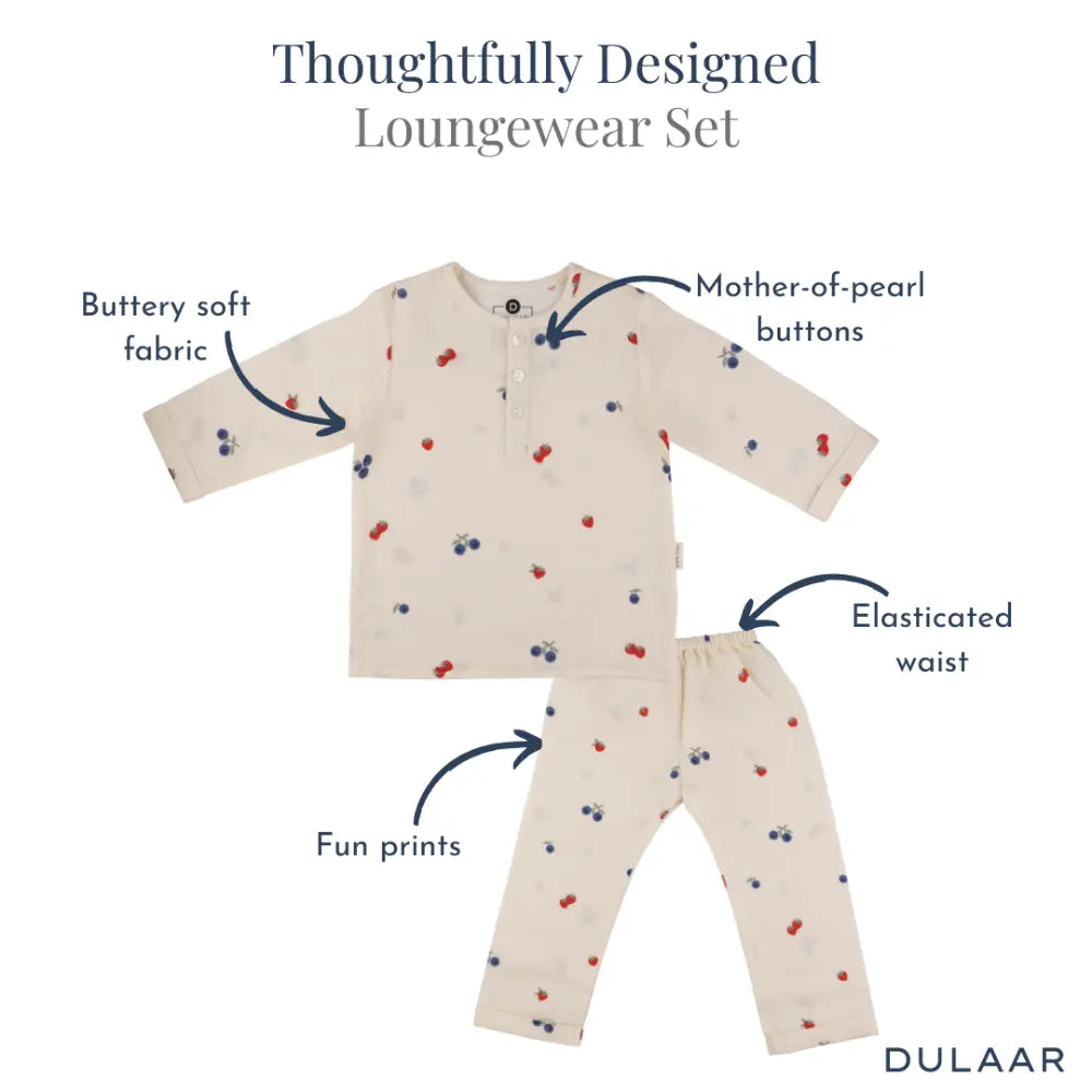 Dulaar Organic Muslin Loungewear Set - Berry Picking