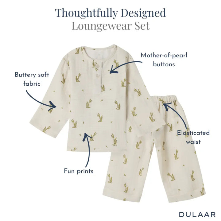 Dulaar Organic Muslin Loungewear Set - Green Zen