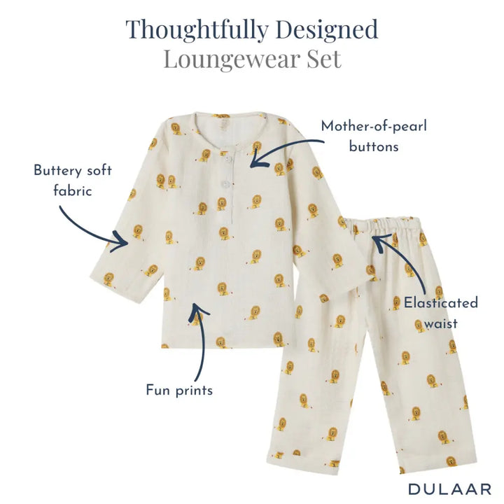 Dulaar Organic Muslin Loungewear Set - Just Lion Around