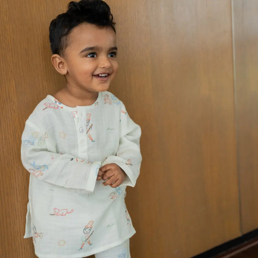 Dulaar Organic Muslin Loungewear Set - Storybook Walk