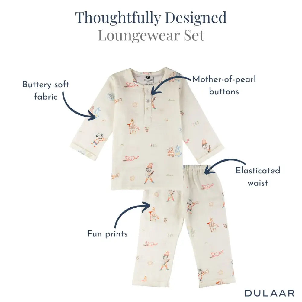 Dulaar Organic Muslin Loungewear Set - Storybook Walk