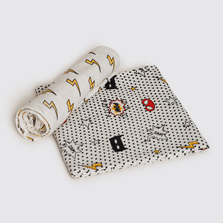 Little West Street Superhero Organic Swaddle Set