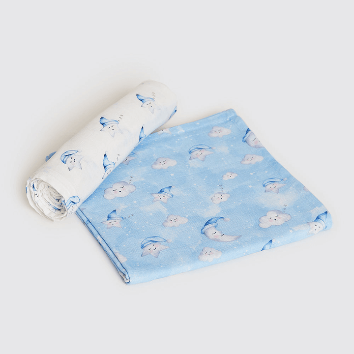 Little West Street Celestial Blue Organic Swaddle Set