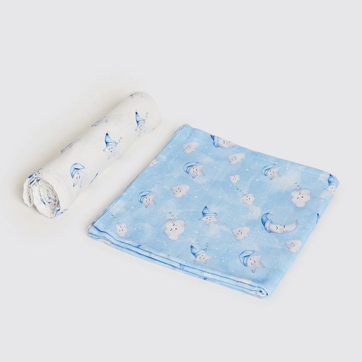 Little West Street Celestial Blue Organic Swaddle Set