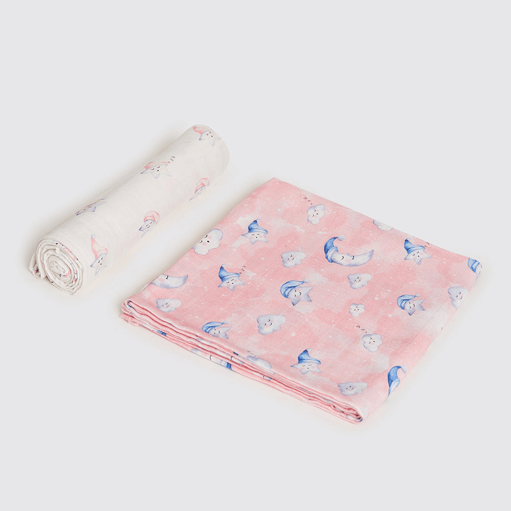 Little West Street Celestial Pink Organic Swaddle Set