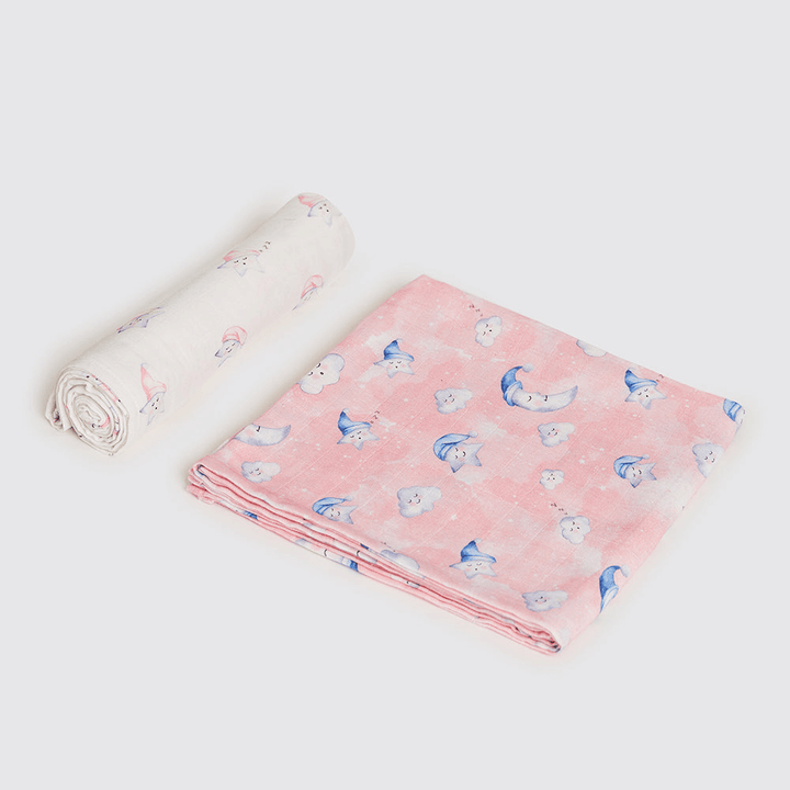Little West Street Celestial Pink Organic Swaddle Set
