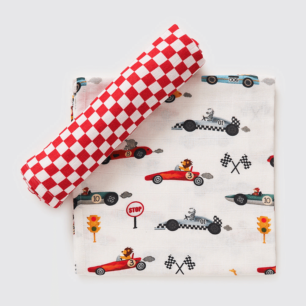 Little West Street Racing Cars Organic Swaddle Set
