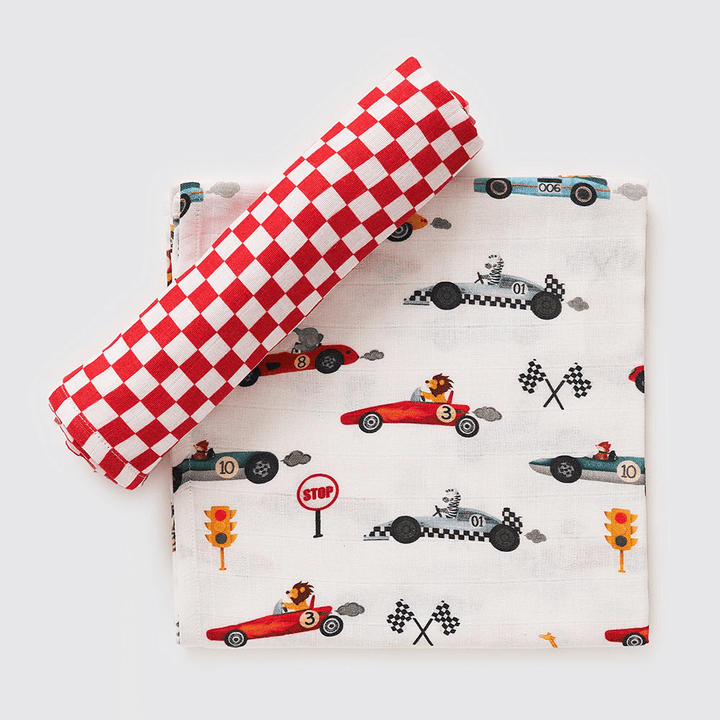Little West Street Racing Cars Organic Swaddle Set