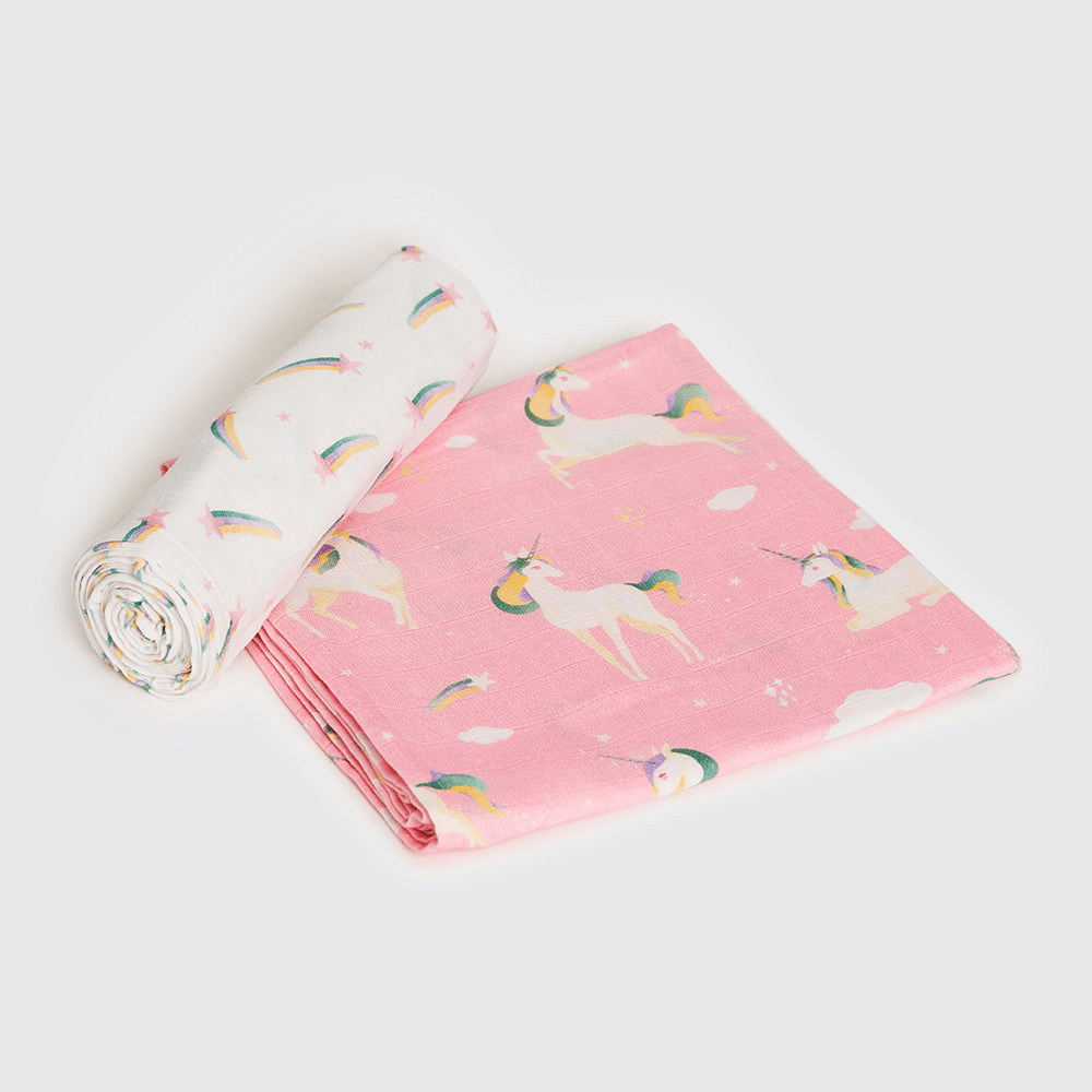 Little West Street Unicorn Organic Swaddle Set