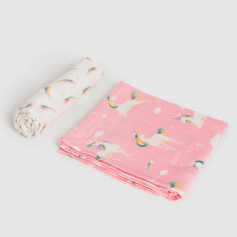 Little West Street Unicorn Organic Swaddle Set