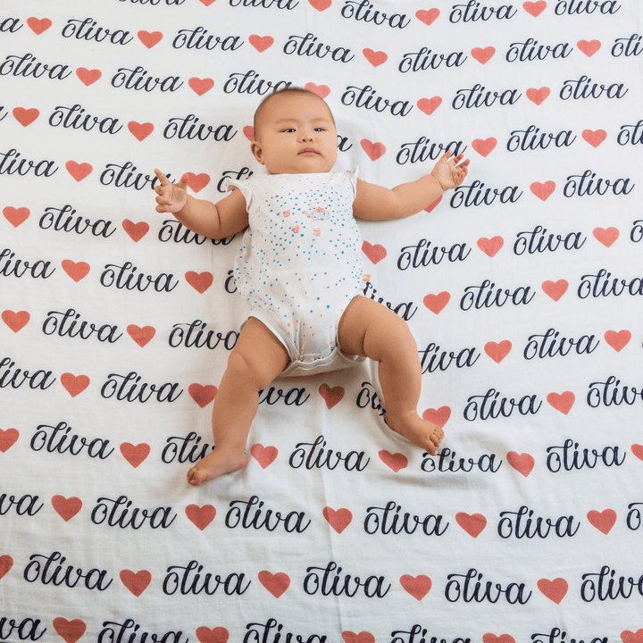 Little West Street Personalized Organic Heart Swaddle