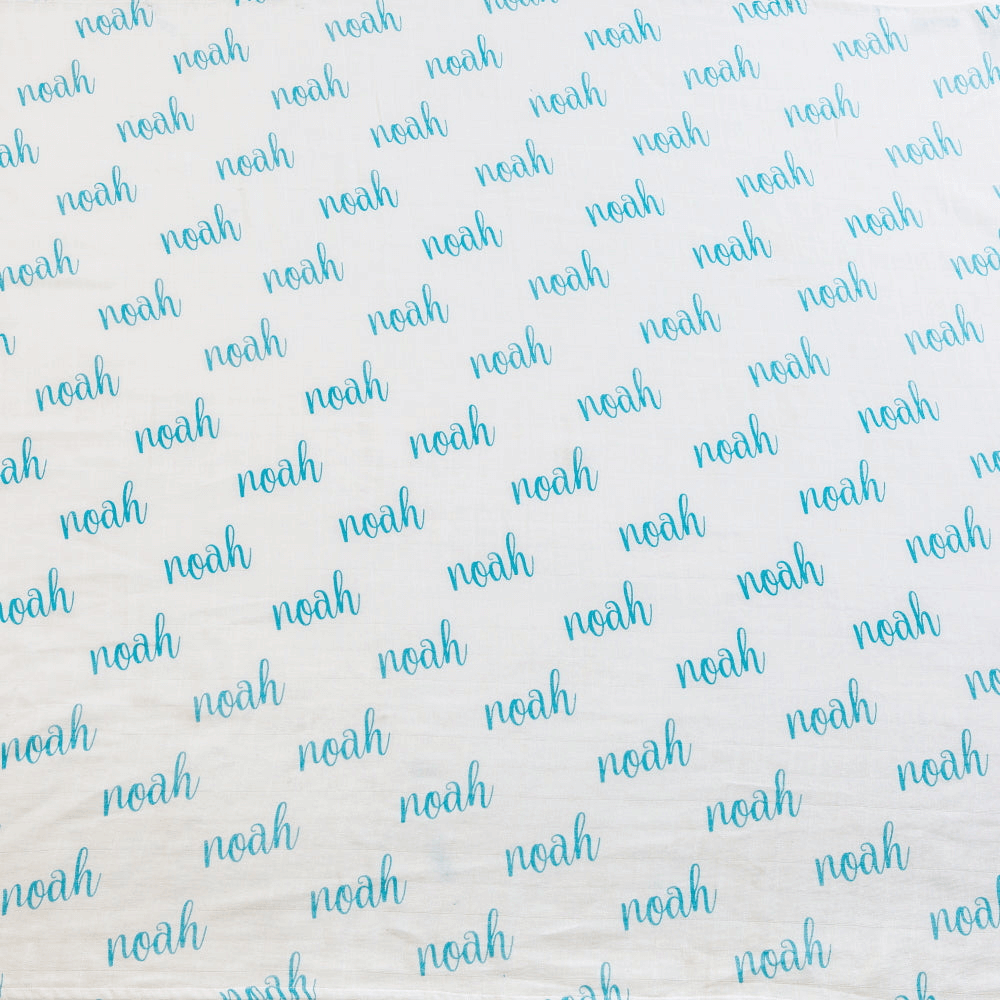 Little West Street Personalized Organic Name Swaddle (Powder Blue)