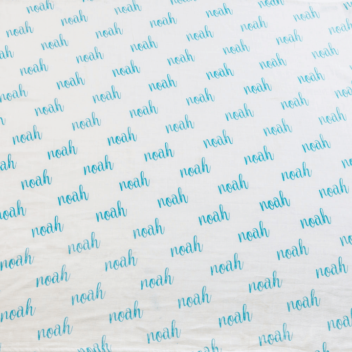Little West Street Personalized Organic Name Swaddle (Powder Blue)