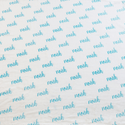 Little West Street Personalized Organic Name Swaddle (Powder Blue)