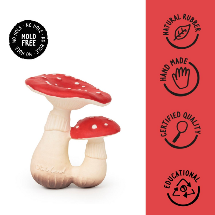 Oli &amp; Carol Spot The Mushroom Natural Rubber Teether