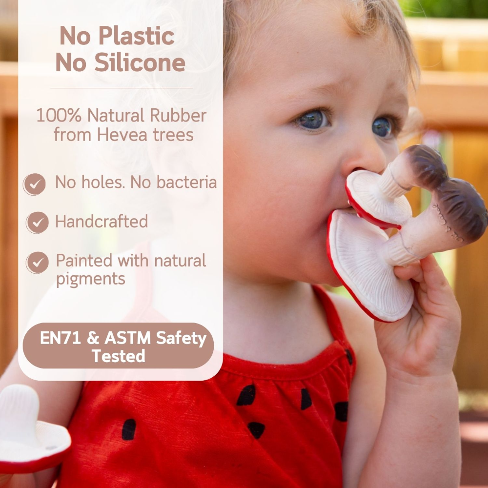 Oli &amp; Carol Spot The Mushroom Natural Rubber Teether