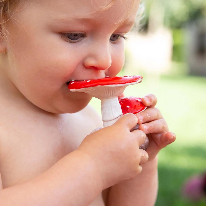 Oli &amp; Carol Spot The Mushroom Natural Rubber Teether