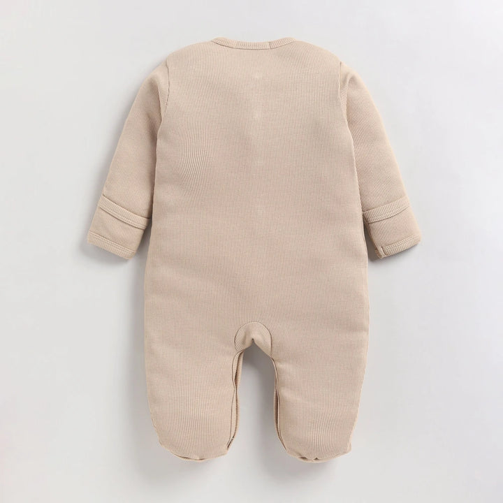 Cot &amp; Candy Baby Organic Footed Sleepsuit - Latte + Sheep print