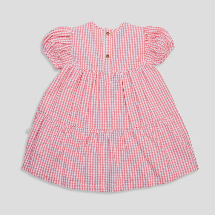Tiny Twig Berry Gingham Layered Dress Puff Sleeve