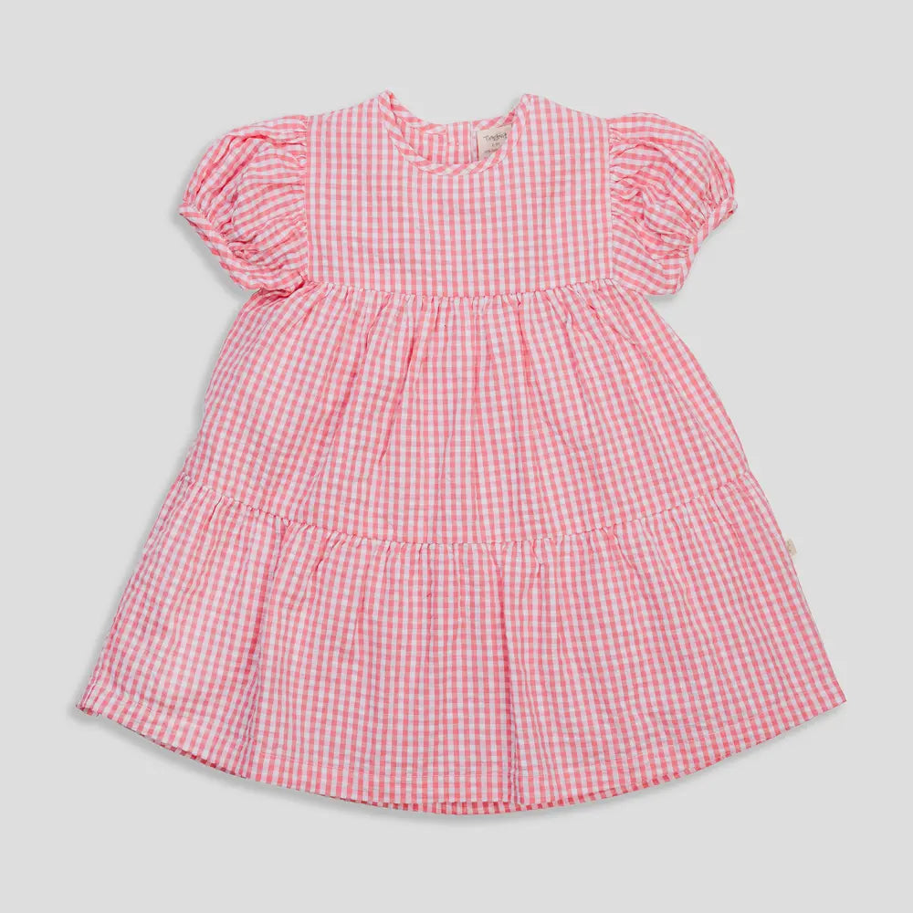 Tiny Twig Berry Gingham Layered Dress Puff Sleeve
