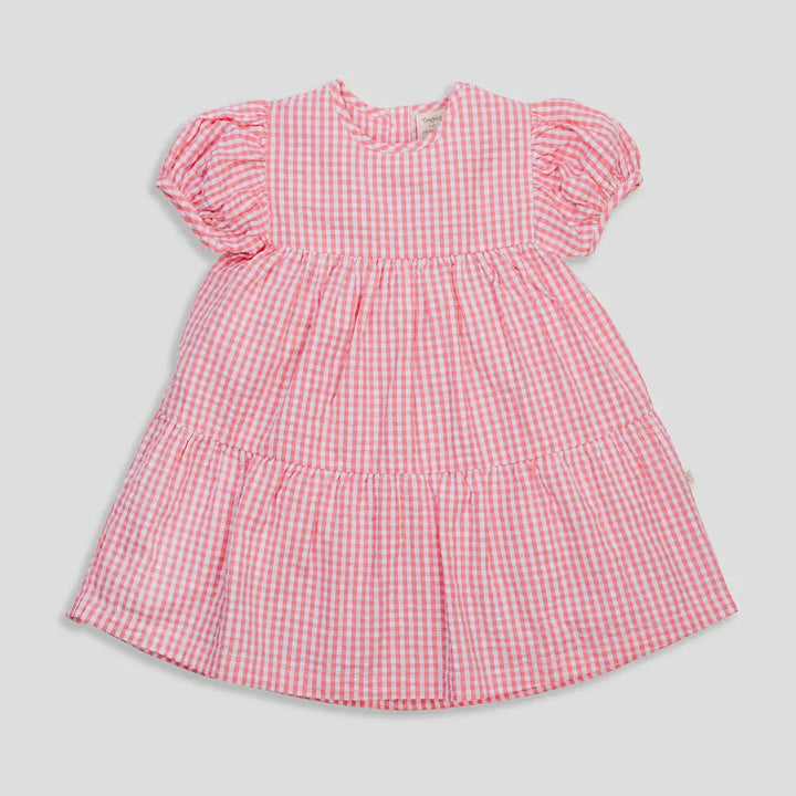 Tiny Twig Berry Gingham Layered Dress Puff Sleeve