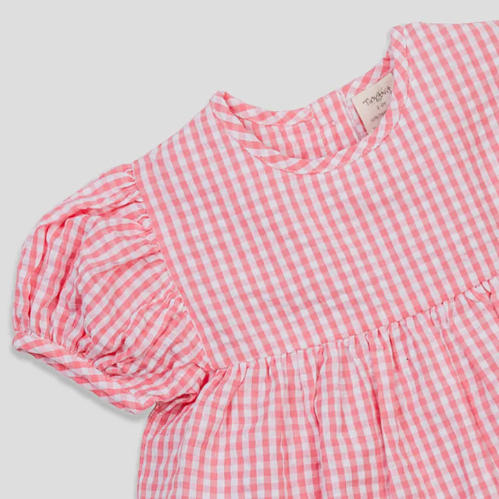 Tiny Twig Berry Gingham Layered Dress Puff Sleeve