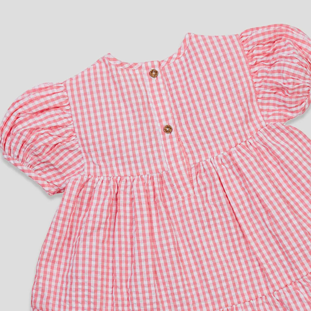 Tiny Twig Berry Gingham Layered Dress Puff Sleeve