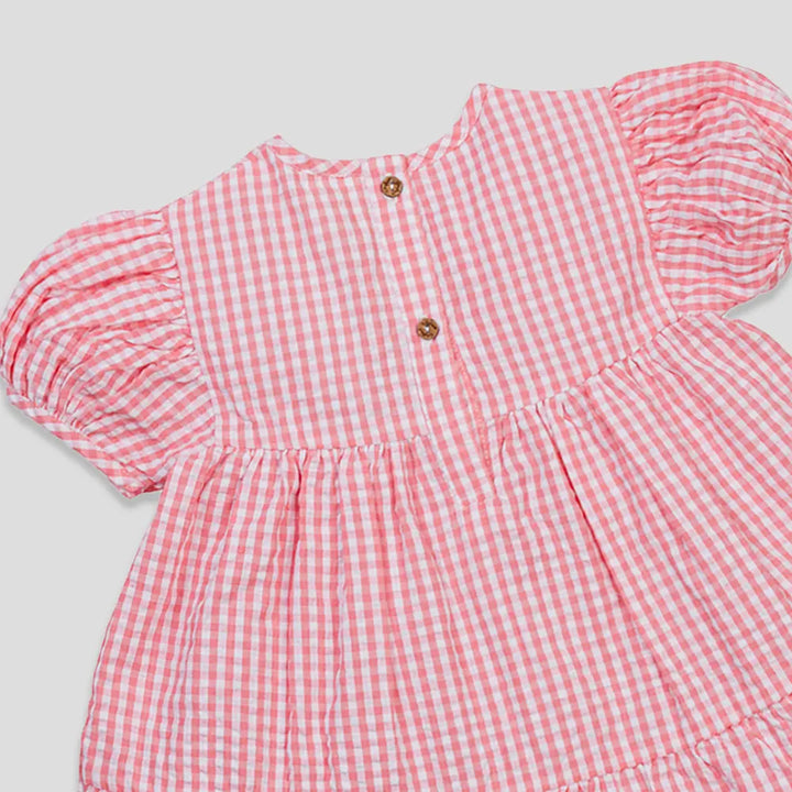 Tiny Twig Berry Gingham Layered Dress Puff Sleeve