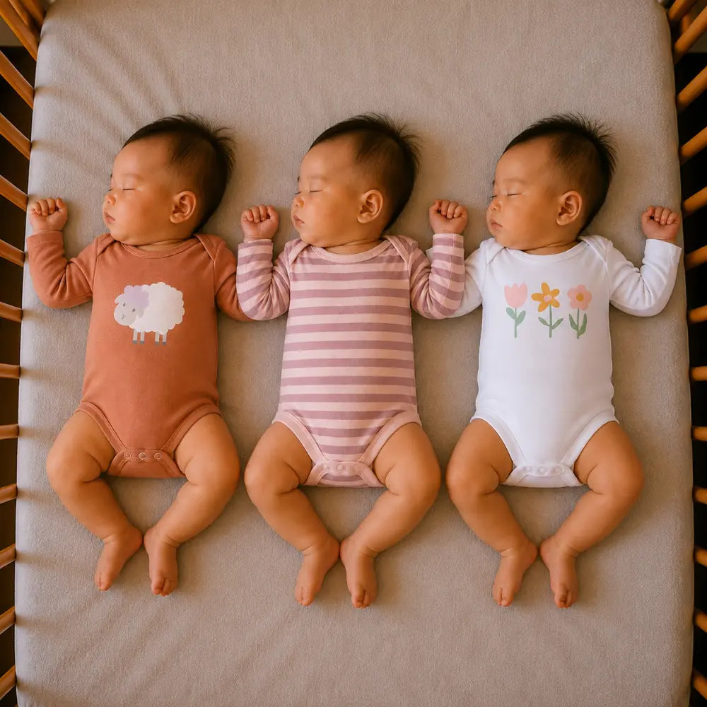 Prekies Cotton Onesies Flower Print - Multi (Set of 3)