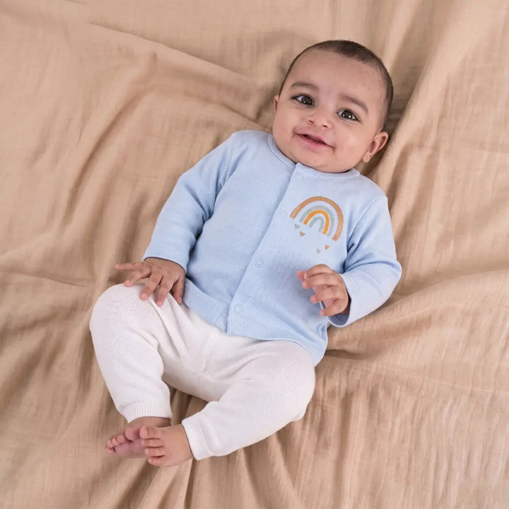 Prekies Cotton Jhablas Rainbow Print - Peach &amp; Blue (Set of 3)