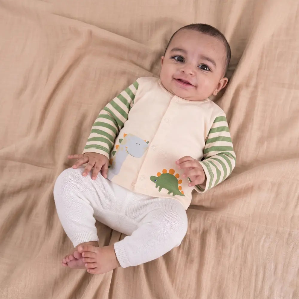 Prekies Cotton Jhablas Dino Print - Green &amp; Blue (Set of 3)