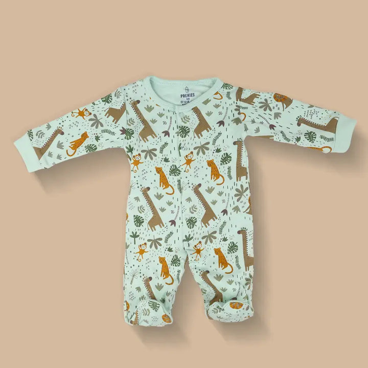 Prekies Newborn Cotton Sleepsuits Lion Print - Multi (Set of 3)