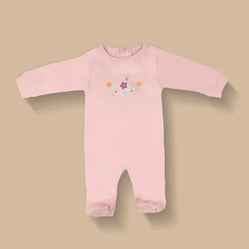 Prekies Newborn Baby Girl Cotton Sleepsuits Flower Print - Multi (Set of 3)