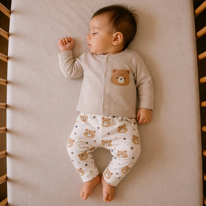 Prekies Newborn Clothing Set Teddy Print - Beige