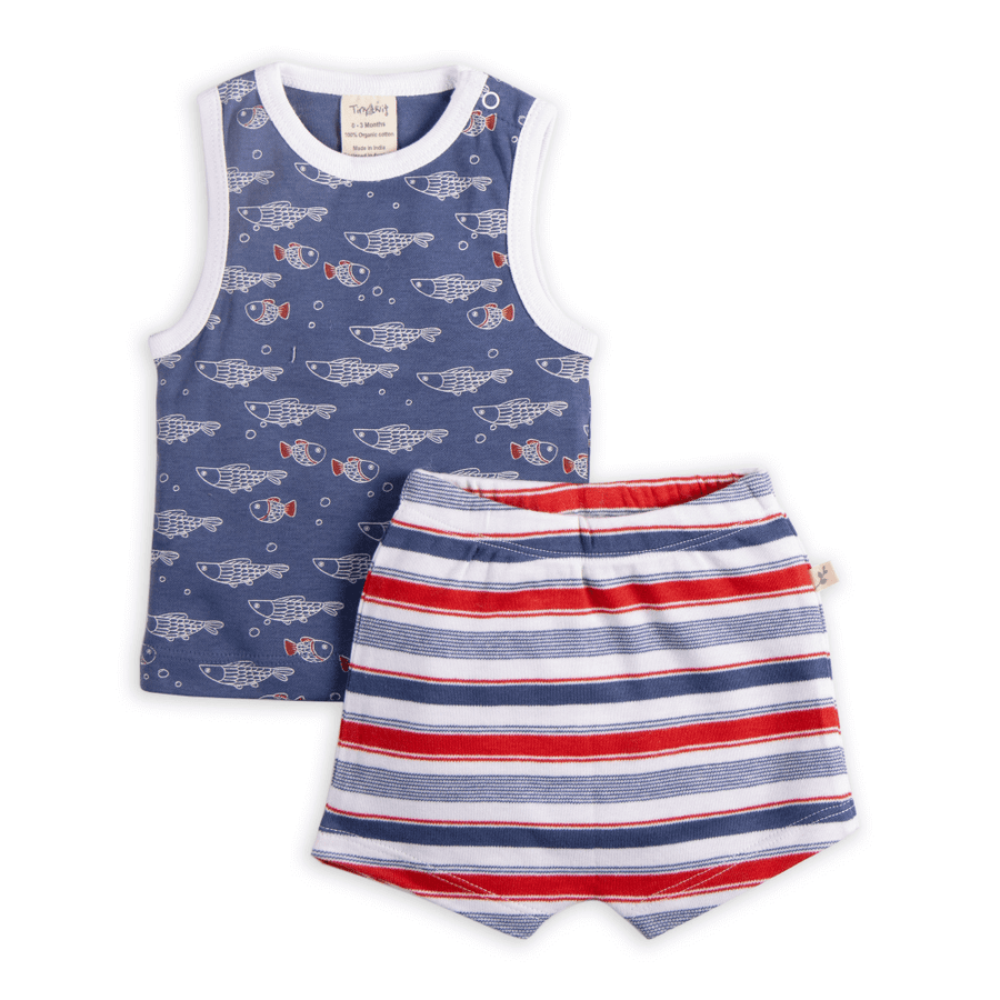 Tiny Twig Singlet Set Little Fish