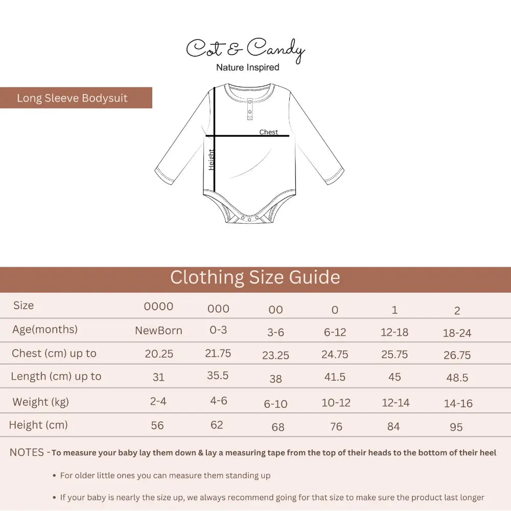 Cot &amp; Candy Baby Organic Long Sleeve Bodysuit - Tiny Love Collection Print