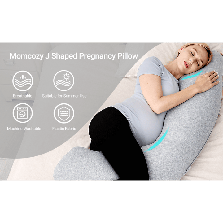 Momcozy Maternity Accessory J Shaped Maternity Body Pillow - Grey