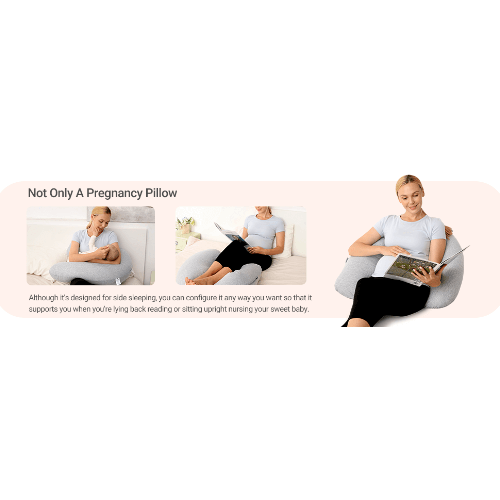 Momcozy Maternity Accessory J Shaped Maternity Body Pillow - Grey