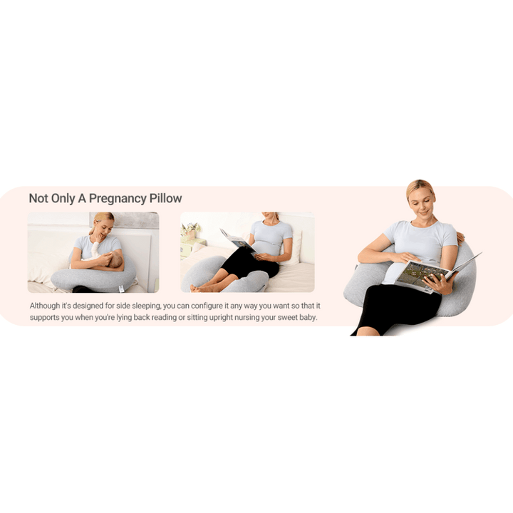 Momcozy Maternity Accessory J Shaped Maternity Body Pillow - Grey